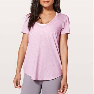 Lululemon Love Tee V Heathered Petals Pink Pima Cotton Tee Womens Size 6-8